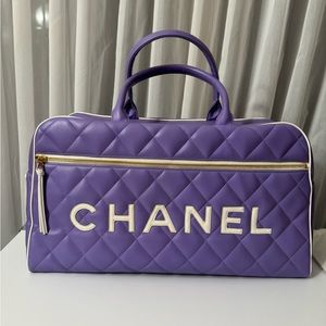Chanel Rare Purple Vintage 1990 Duffle Tote